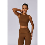 Solid Sport Sleeveless High Waist Low Back Top