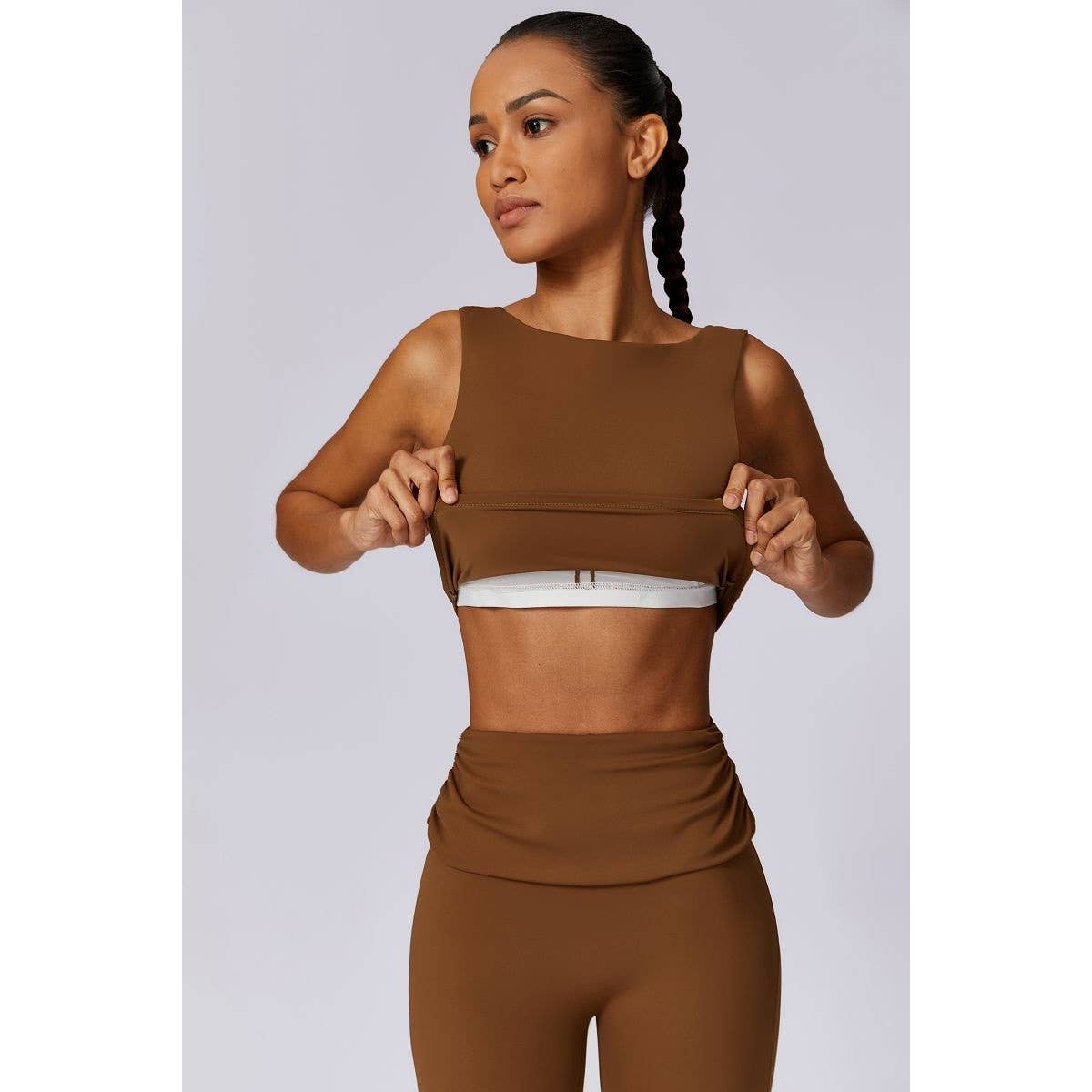 Solid Sport Sleeveless High Waist Low Back Top