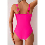 Solid Square Beck Double Strap Mesh Swimsuit