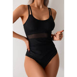 Solid Square Beck Double Strap Mesh Swimsuit