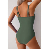 Solid Square Beck Double Strap Mesh Swimsuit