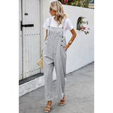 Solid Square Neck Button Trim Pockets Jumpsuit