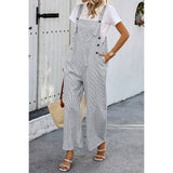 Solid Square Neck Button Trim Pockets Jumpsuit