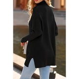 Solid Turtle Neck Loose Fit Long Sleeve Sweater