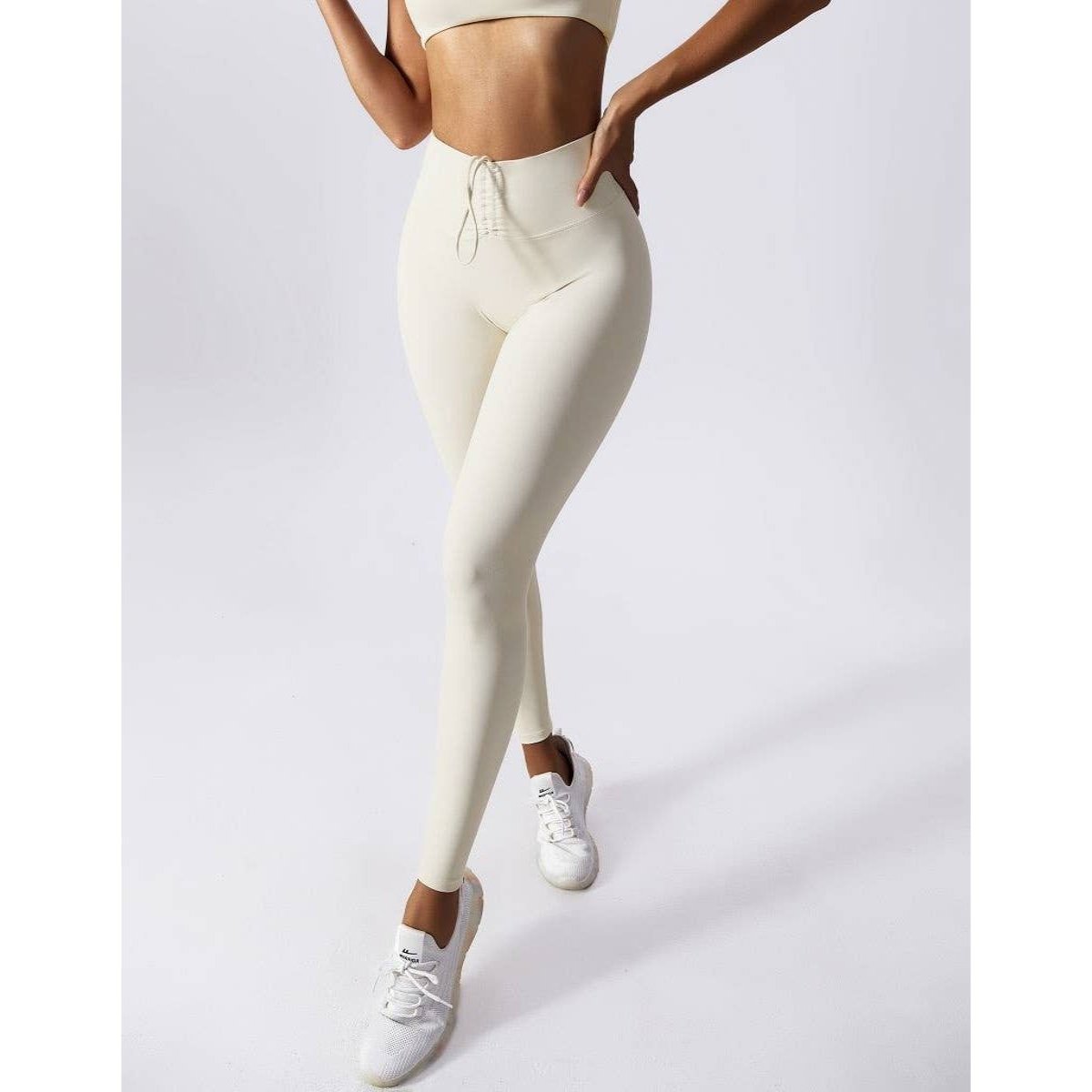 Solid Wide Waist Band Tight Fit Drawstring Legging