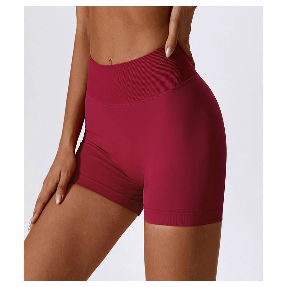 Solid Wide Waistband Slim Fit Sports Bodycon Short