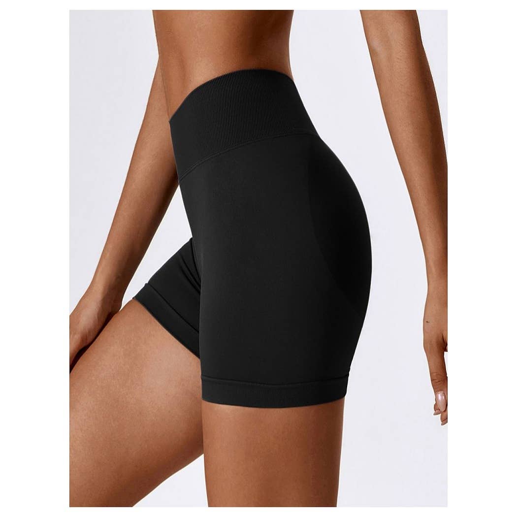 Solid Wide Waistband Slim Fit Sports Bodycon Short