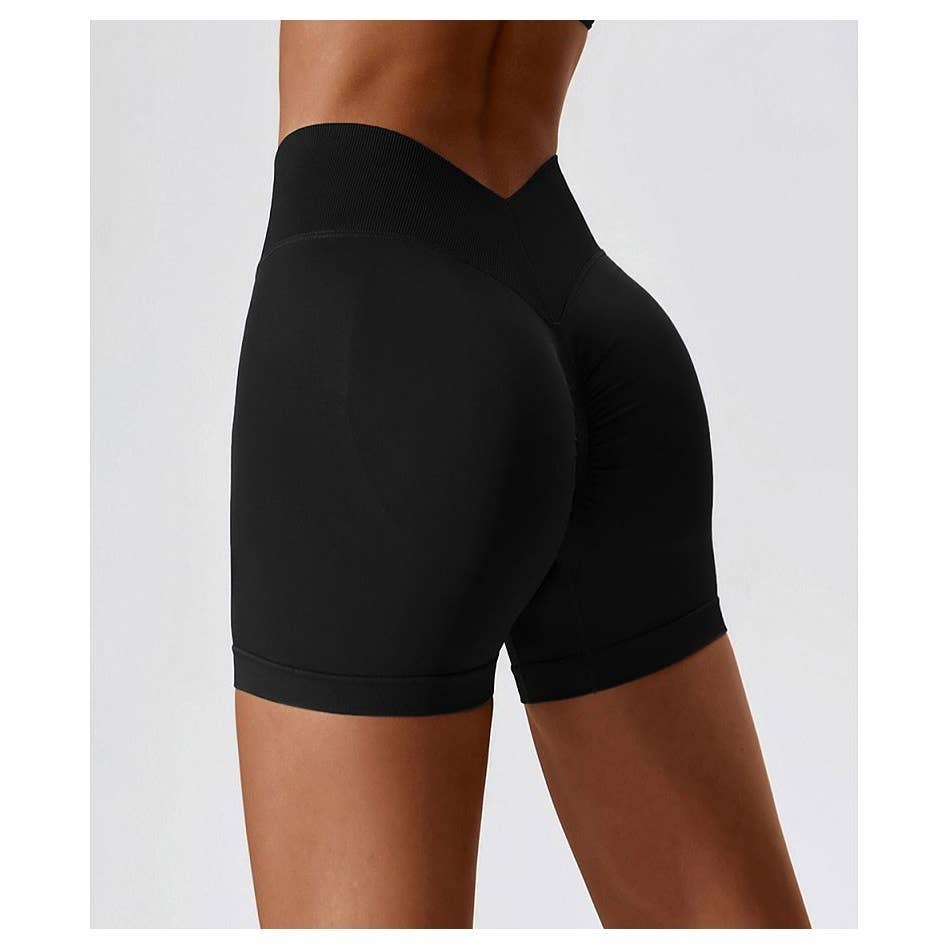 Solid Wide Waistband Slim Fit Sports Bodycon Short