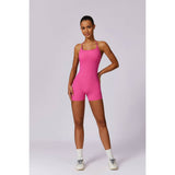 Square Neck Bodysuit Cross Back Straps Yoga Romper