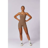 Square Neck Bodysuit Cross Back Straps Yoga Romper