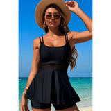 Square Neck Bottom Mesh Two Piece Swimsuit