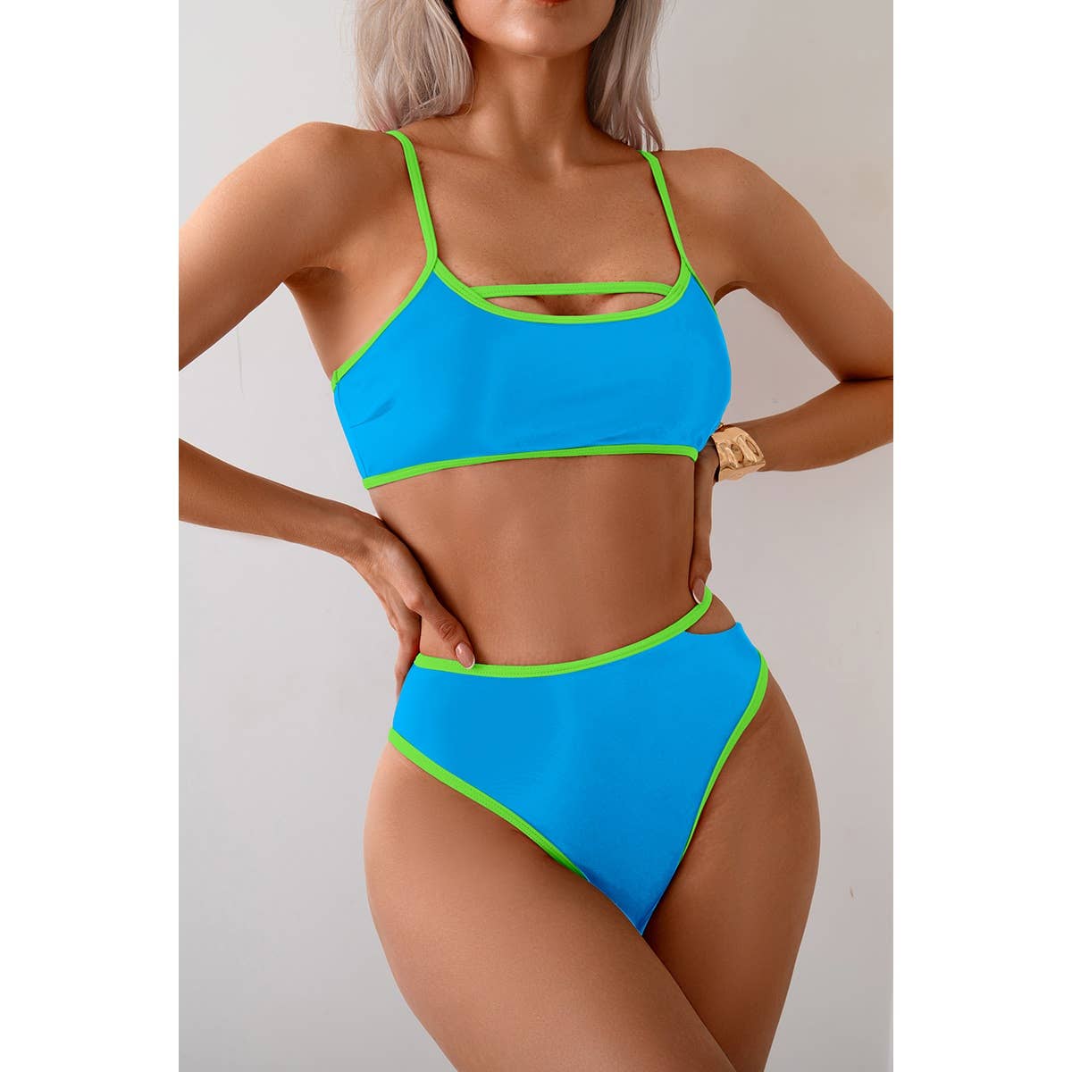 Square Neck Cut Out Two Pieces Bikini