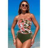 Strapless Ruche Drawstring Side Two Piece Swimsuit