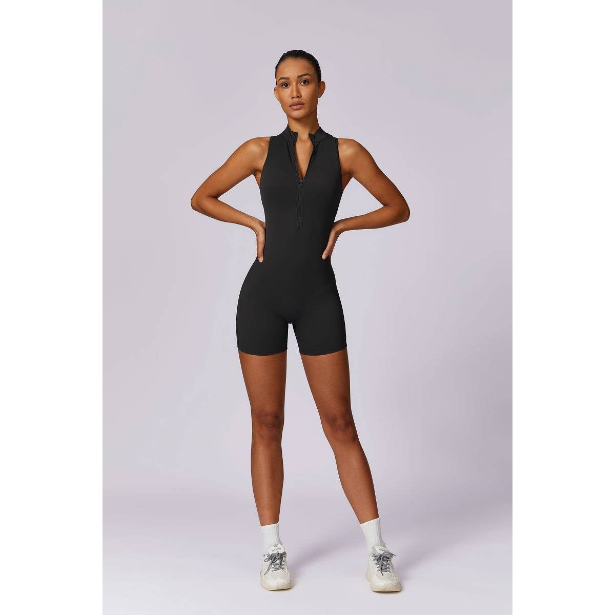 Tie Backless Halter Unitard Half Zipper Romper | Jumpsuit - Women's | eb bottoms, F, new arrival, shoppe247 | Elings