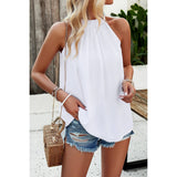 Tie Halter Ruched Solid Loose Top - Elings