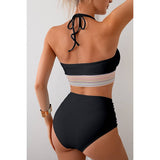 Two Pieces Elastic Band Halter Ruched Bikini