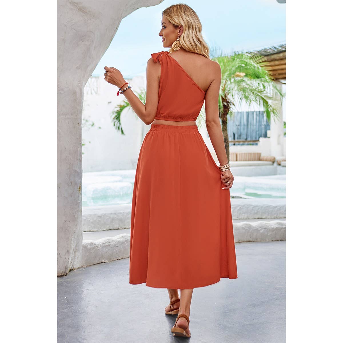 Two Pieces One Shoulder High Elastic Waist Sets - Elings