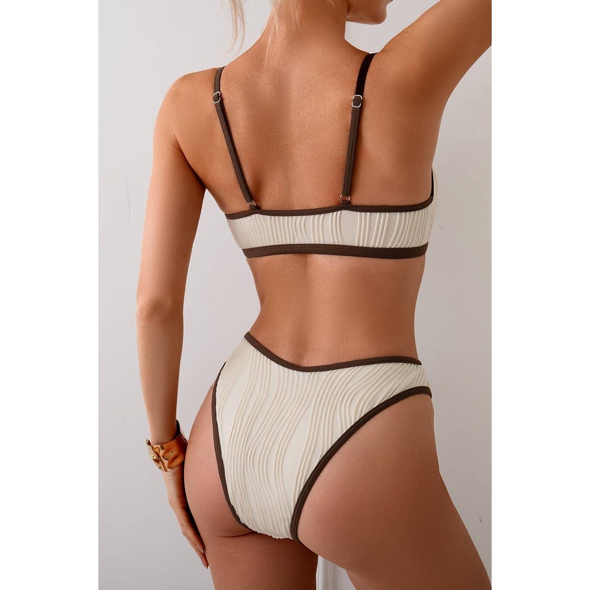 Two Pieces Pleated Cut Out High Cut Bikini