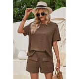 Two Pieces Pocket Trim Solid Loose Fit Sets - Elings