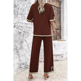 Two Pieces Round Neck Fit Blouse And Pants Sets