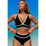 Two Pieces V Neck Bikini Brief Bottom Swimsuit