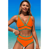 Two Pieces V Neck Bikini Brief Bottom Swimsuit