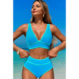 Two Pieces V Neck Bikini Brief Bottom Swimsuit