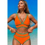 Two Pieces V Neck Bikini Brief Bottom Swimsuit