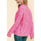 V Neck Colorful Dots Stitch Ribbed Knit Sweater