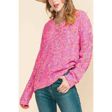 V Neck Colorful Dots Stitch Ribbed Knit Sweater