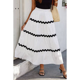 Waves Print Pleated Elastic Waist Band Skirt