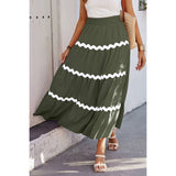 Waves Print Pleated Elastic Waist Band Skirt