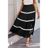 Waves Print Pleated Elastic Waist Band Skirt | Skirt - Women's | F, new arrival, Skirt | Elings