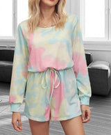 Tie Dye Round Neck Loose Romper | Shirt - Women's | 2023, jumpsuit, Jumpsuit and Romper, Loungewear, New Arrivals | Elings