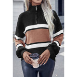 Striped Zip Knit Sweater | Sweatshirt - Women's | best sellers, New Arrivals, SWEATER, Sweaters, Sweatshirt | Elings