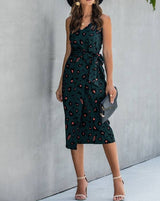 Floral V-Neck Split Wrap Dress | Dress - Women's | 2024, Clearance, Dress, midi dress | Elings