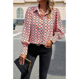 Floral Print Button Down Loose Fit Blouse | Blouse - Women's | long sleeve top | Elings