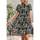 Floral Print Scoop Neck Ruched Loose Fit Dress | Dress - Women's | above the knee, Dress | Elings