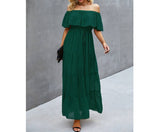 Off Shoulder Solid Ruffle Maxi Dress | Dress - Women's | 2024, Dress, maxi dress | Elings