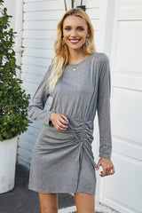 Lace-Up Solid Long Sleeve Dress | Dress - Women's | above the knee, Dress | Elings