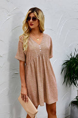 Dot Print V Neck Tunic Dress | Dress - Women's | 2023, above the knee, Dress, New Arrivals | Elings