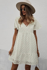 Feminine V Neck Ruffle Dress | Dress - Women's | 2023, above the knee, Dress, New Arrivals | Elings