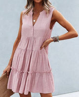 Feminine V Neck Ruffle Dress | Dress - Women's | 2023, above the knee, Dress, New Arrivals | Elings