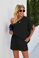 One Shoulder Solid Drawstring Romper | Romper - Women's | 2024, Jumpsuit and Romper | Elings