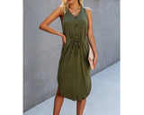 V Neck Sleeveless Solid Dress | Dress - Women's | 2024, above the knee, best sellers, Dress | Elings