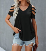 Cool Cutout Sleeve Top | Knit Top - Women's | 2023, New Arrivals, short sleeve top, Top, tops | Elings