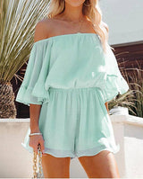 Off Shoulder Bell Sleeve Romper | Romper - Women's | 2023, jumpsuit, Jumpsuit and Romper, New Arrivals | Elings