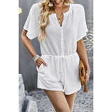 Knit Button Front Open Belt High Waist Romper | Jumpsuit - Women's | 523, jumpsuit | Elings