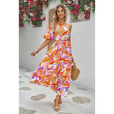 One Shoulder Allover Print Puff Sleeves Ruffle Maxi Dress | Dress - Women's | Dress, maxi dress | Elings