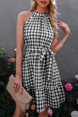 Plaid Ruffle Halter Dress | Dress - Women's | 2023, above the knee, Dress, Just arrived, plaid | Elings